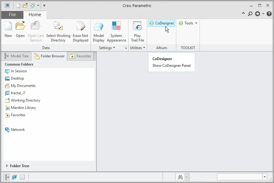 Нажмите кнопку CoDesigner, чтобы открыть панель Altium CoDesigner