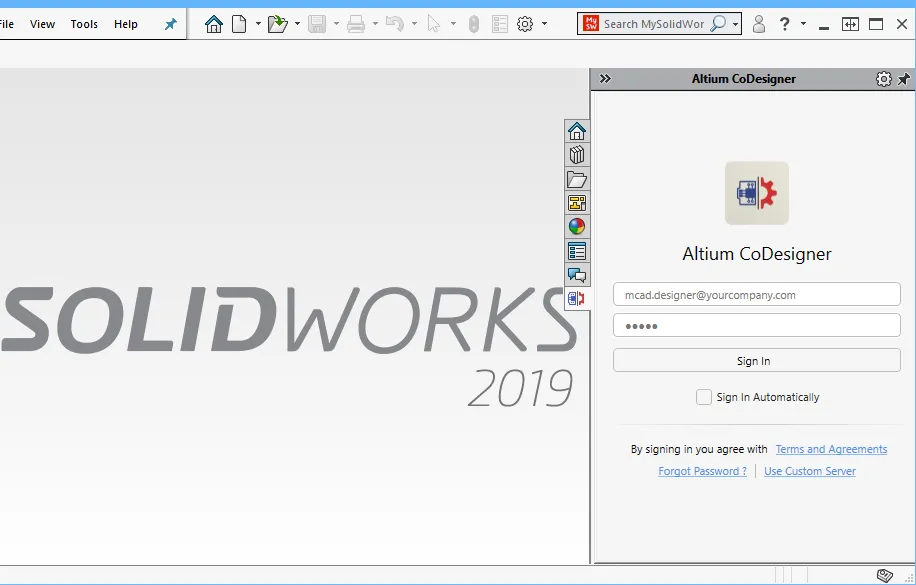 Вход в Workspace, размещенный на Altium 365.