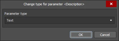 The Change type for parameter dialog