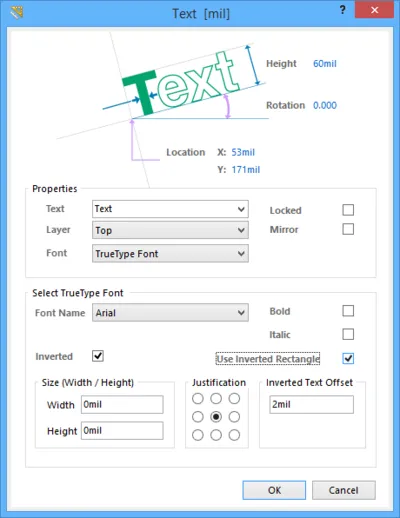 The Text dialog The Text dialog