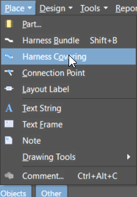 Placing Covering in Harness Layout Drawing