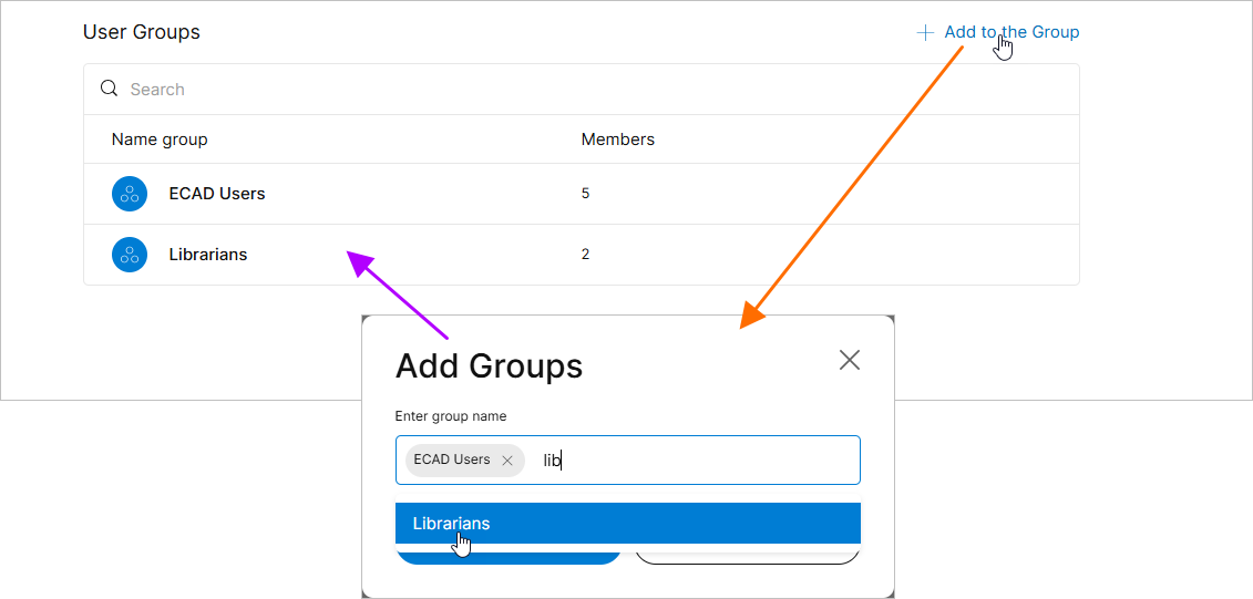 Add a user to any available Group to allow them access to the Altium licenses and services associated with members of that Group. Add a user to any available Group to allow them access to the Altium licenses and services associated with members of that Group.