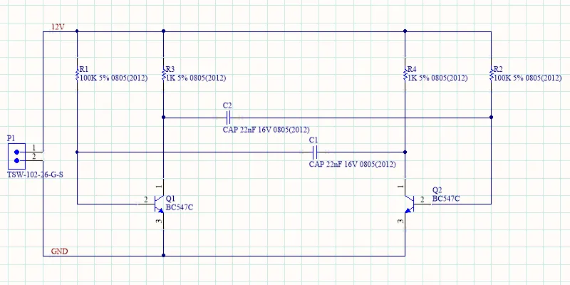 Net Labels have been added to the 12V and GND nets, completing the schematic.