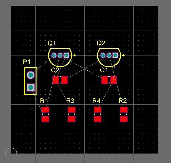 Components positioned on the board.