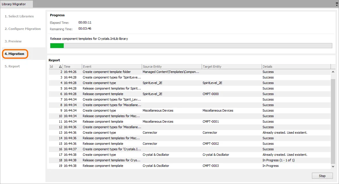 An example migration in action. You are kept informed of progress and given detailed information of what the Library Migrator is doing at every stage of the process. An example migration in action. You are kept informed of progress and given detailed information of what the Library Migrator is doing at every stage of the process.