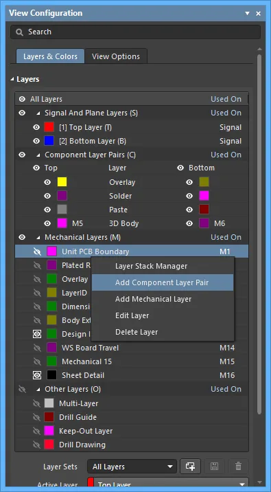 When mechanical layers are paired, they become Component Layer Pairs.