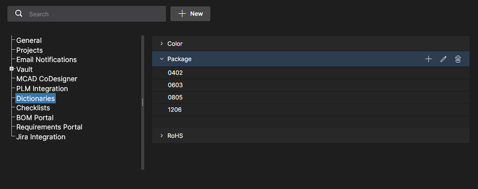 Create predefined lists of parameter values using the Dictionary option under Admin - Settings. Create predefined lists of parameter values using the Dictionary option under Admin - Settings.