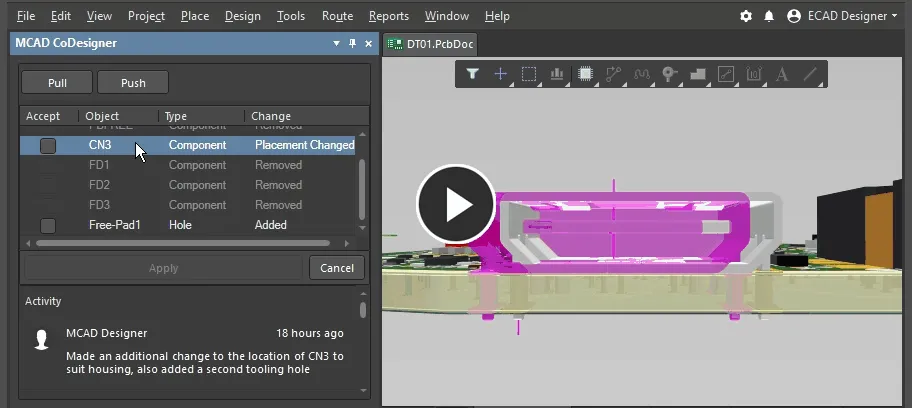 Click on a change to highlight the before and after states of that change.