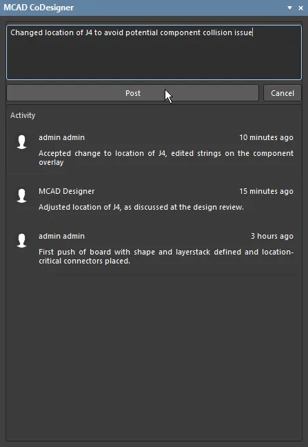 Changes are pushed and pulled between the ECAD and MCAD tools.