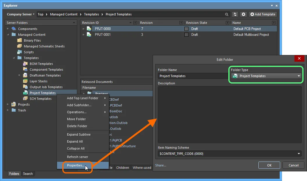Specifying the folder type - its intended use - gives a visual indication of the content of that folder when browsing the server. Specifying the folder type - its intended use - gives a visual indication of the content of that folder when browsing the server.