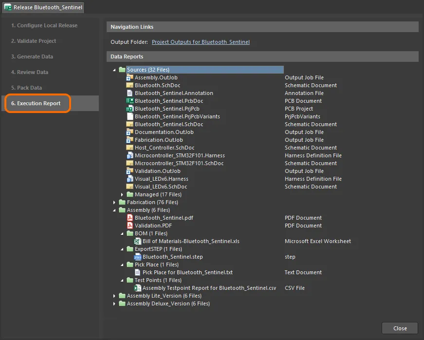 Финальный отчет о выпуске при использовании варианта выпуска Unmanaged - Folder. Наведите курсор мыши на изображение, чтобы увидеть отчет при использовании варианта Unmanaged - Zip.