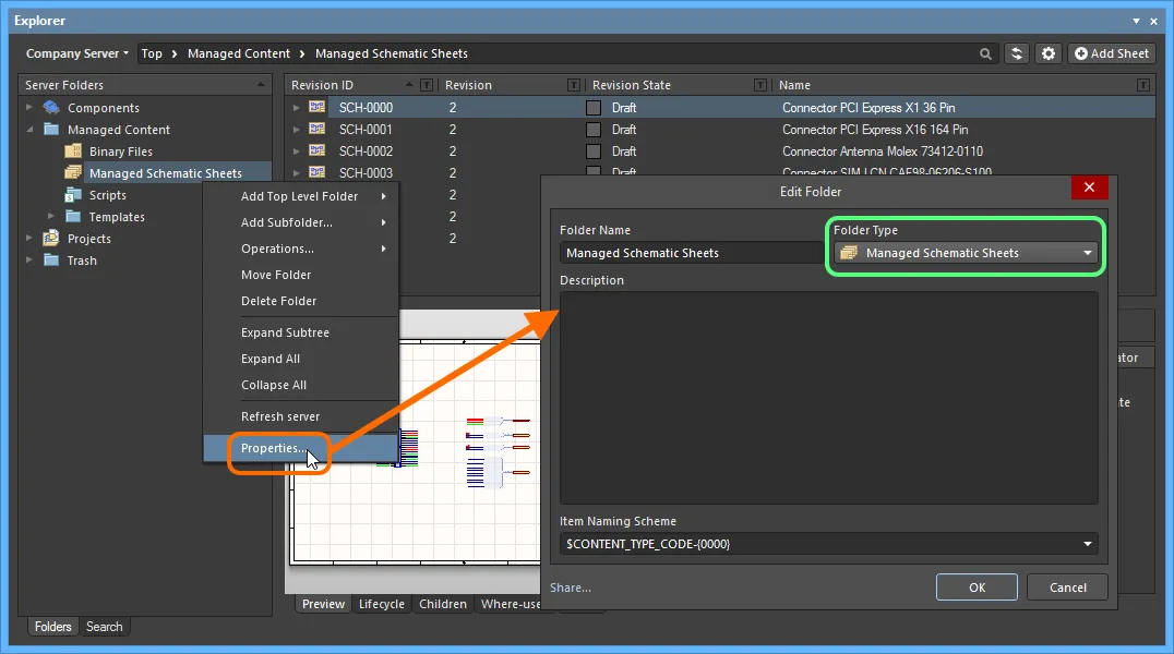 Определение типа папки, т.е. ее планируемого использования, предоставляет визуальную индикацию содержимого этой папки при просмотре данных на сервере.