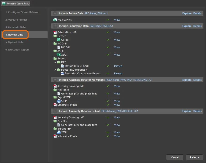 Review generated data, checking that all is as it should be, prior to commiting to the release, and uploading the data to the managed content server.