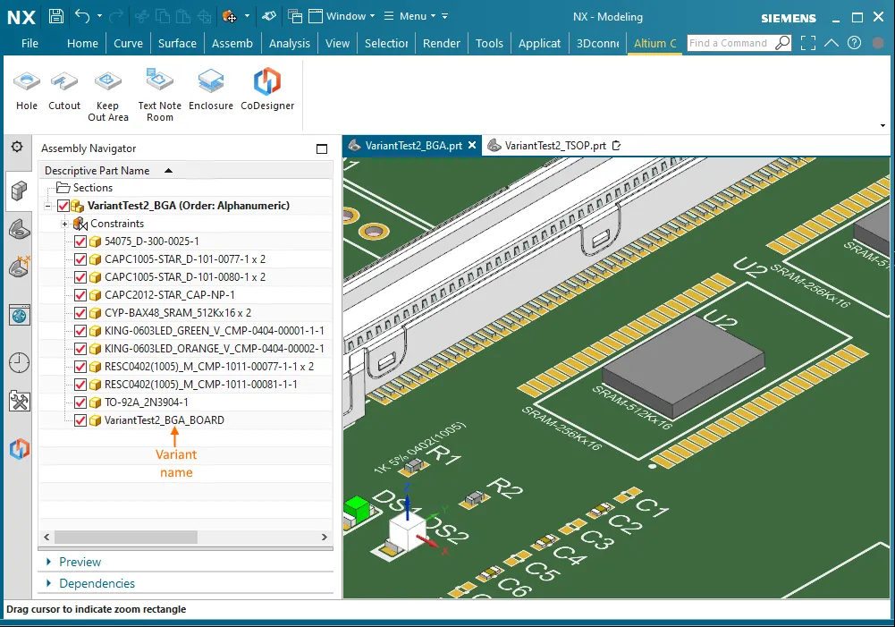 The board part is identified by the design name and the variant name. Hover the cursor over the image to show a different variant.