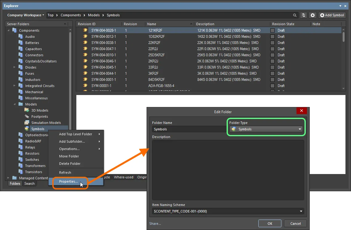 Specifying the folder type - its intended use - gives a visual indication of the content of that folder when browsing the server. Specifying the folder type - its intended use - gives a visual indication of the content of that folder when browsing the server.