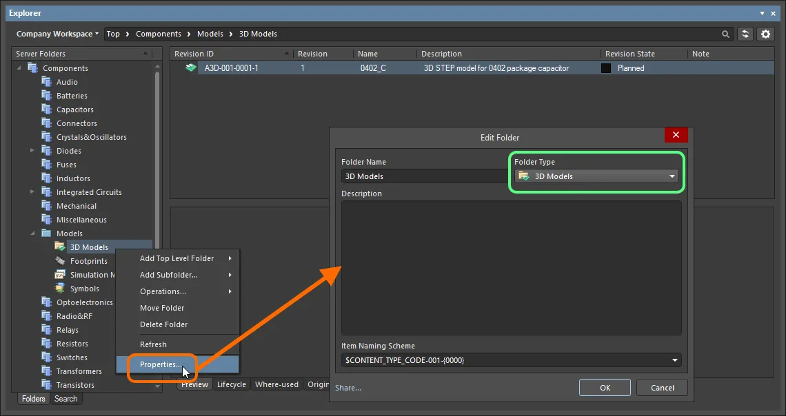 Определение типа папки, т.е. ее планируемого использования, предоставляет визуальную индикацию содержимого этой папки при просмотре данных на сервере.