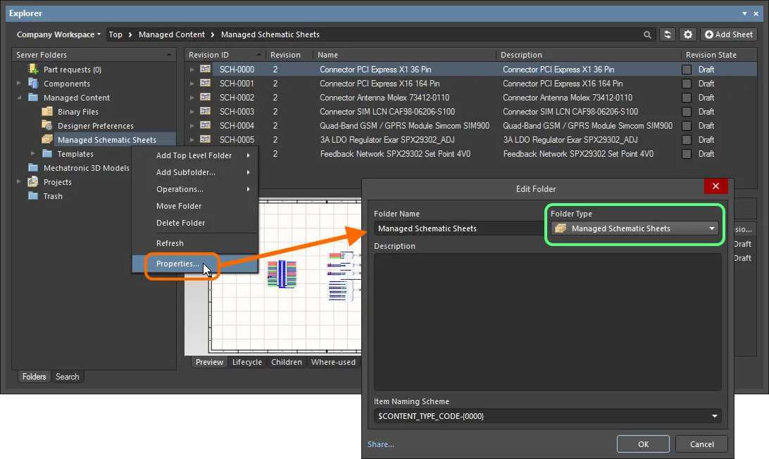 Specifying the folder type - its intended use - gives a visual indication of the content of that folder when browsing the server.