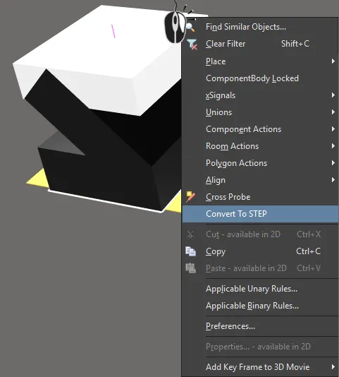 Convert an extruded shape to STEP if you need to rotate it around the X or Y axes.