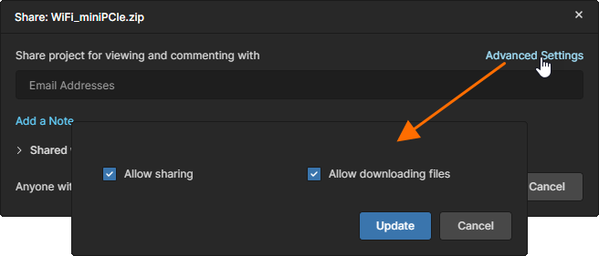 As the owner of an upload, you can control resharing and downloading of the data when shared with others.