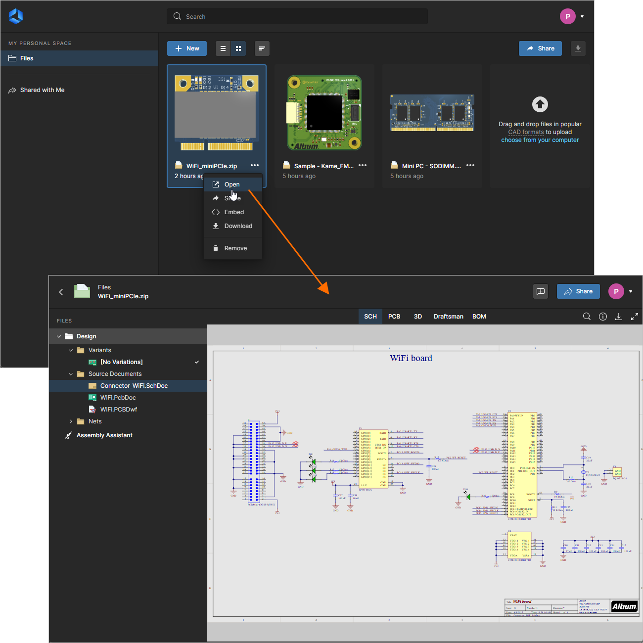 Accessing the data snapshot from your Personal Space (only when you were the one to have uploaded it).