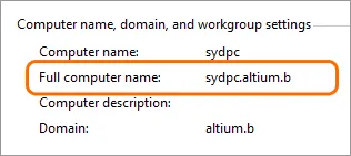 Checking the name of the PC on which Altium Concord Pro is running.