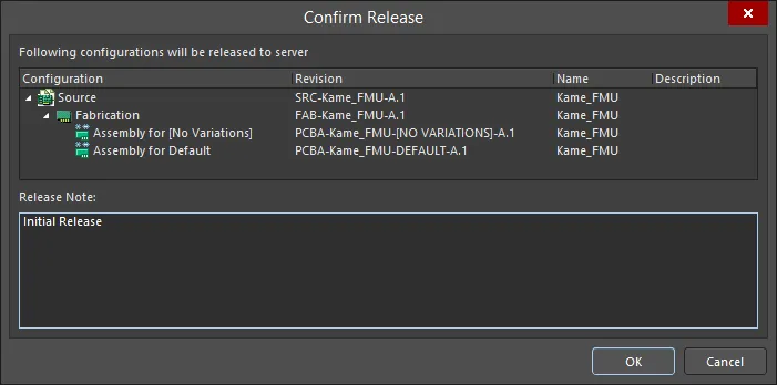 Confirmation of what will be released, in terms of the Item-Revisions generated, and the ability to change Name/Description and add release notes. Confirmation of what will be released, in terms of the Item-Revisions generated, and the ability to change Name/Description and add release notes.