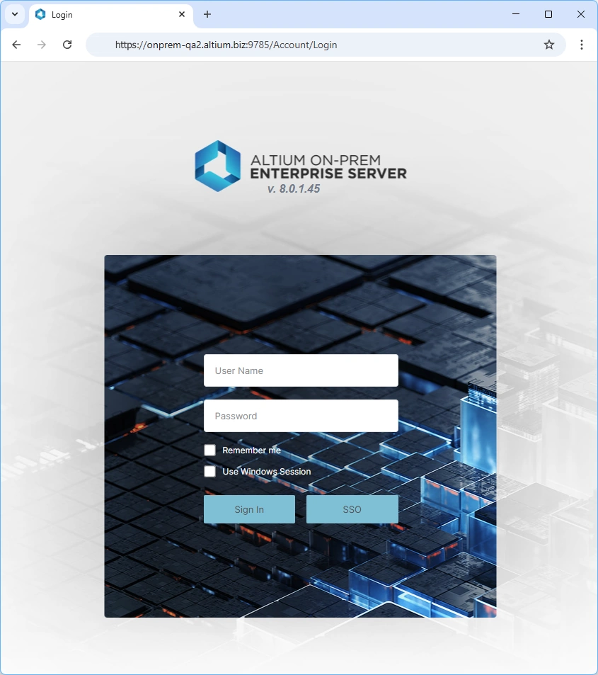 You can sign in to your Enterprise Server Workspace in your browser.