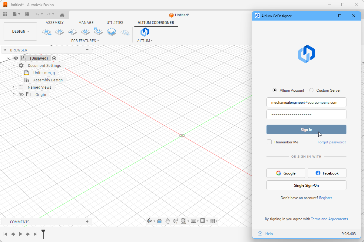 Signing in to an Altium 365 Workspace.