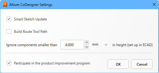 Use the Altium CoDesigner Settings dialog to configure the CoDesigner options.