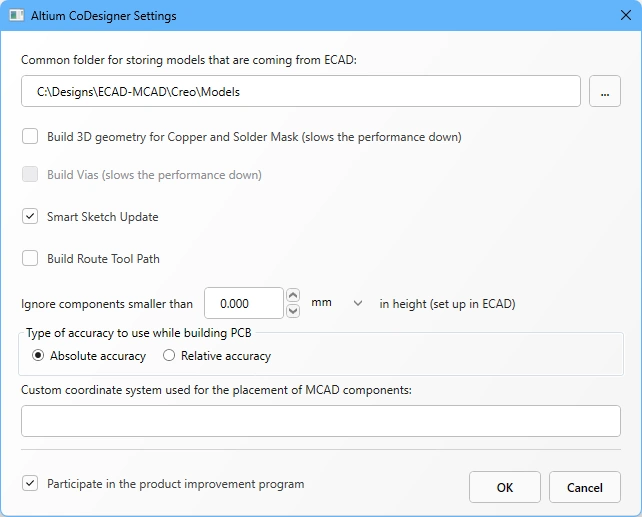 Use the Altium CoDesigner Settings dialog to configure the CoDesigner options.