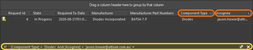 An example of column filtering in action. An example of column filtering in action.