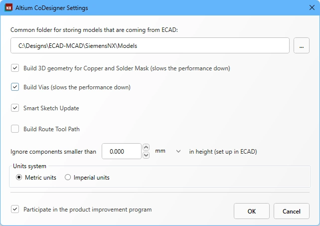 Use the Altium CoDesigner Settings dialog to configure the CoDesigner options.
