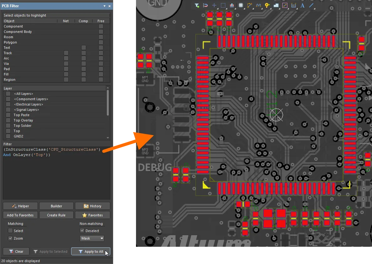 Quickly filtering all objects belonging to a particular Structure Class within the design space. Quickly filtering all objects belonging to a particular Structure Class within the design space.