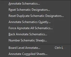 Various available annotation commands