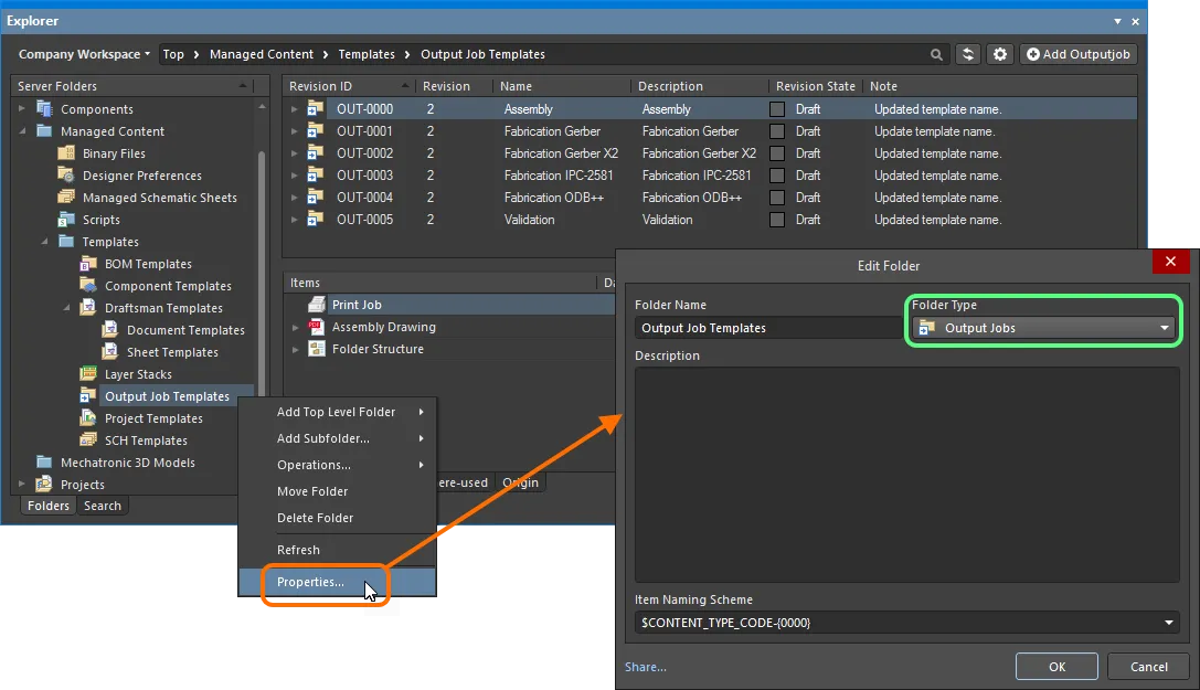 Specifying the folder type – its intended use – gives a visual indication of the content of that folder when browsing the Workspace. Specifying the folder type – its intended use – gives a visual indication of the content of that folder when browsing the Workspace.