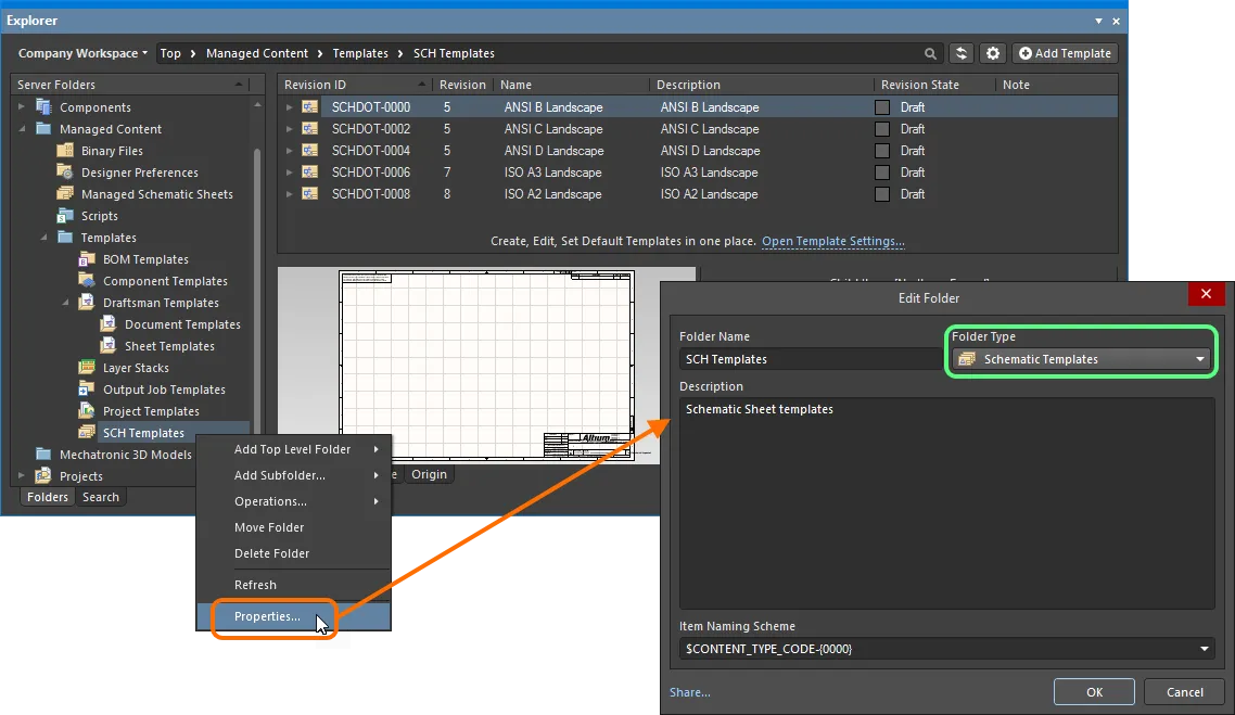Specifying the folder type – its intended use – gives a visual indication of the content of that folder when browsing the Workspace. Specifying the folder type – its intended use – gives a visual indication of the content of that folder when browsing the Workspace.