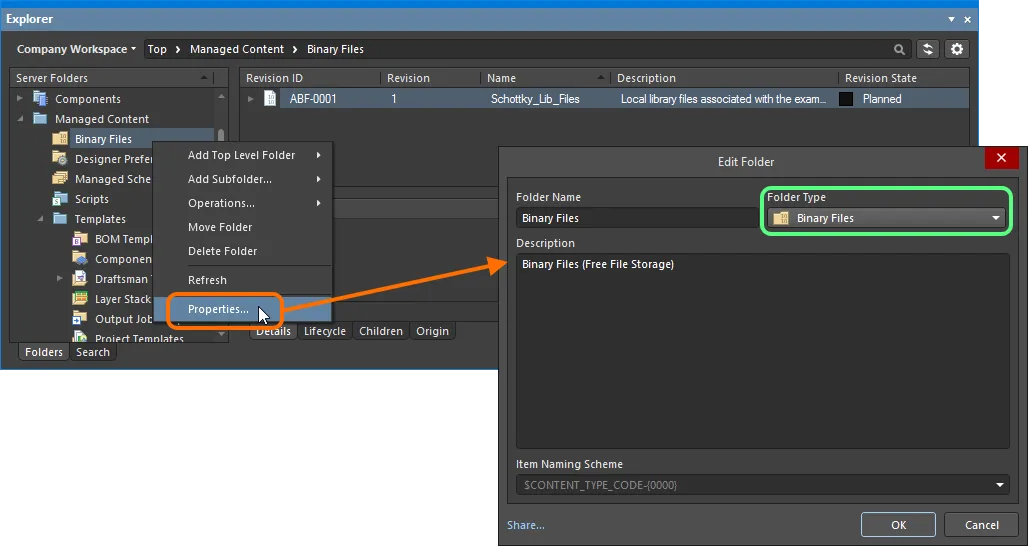 Specifying the folder type – its intended use – gives a visual indication of the content of that folder when browsing the Workspace. Specifying the folder type – its intended use – gives a visual indication of the content of that folder when browsing the Workspace.