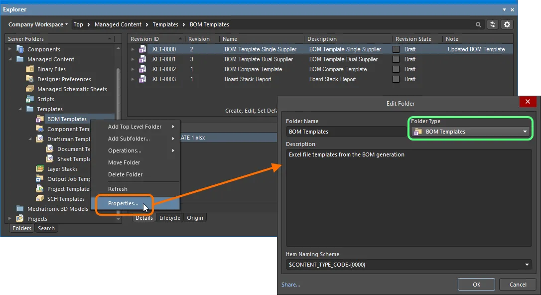 Specifying the folder type – its intended use – gives a visual indication of the content of that folder when browsing the Workspace. Specifying the folder type – its intended use – gives a visual indication of the content of that folder when browsing the Workspace.