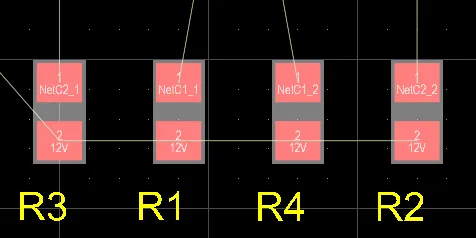 PCB editor, selected components after they have been aligned