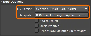 The Report Manager takes the configuration from the BomDoc if the project includes a BomDoc.