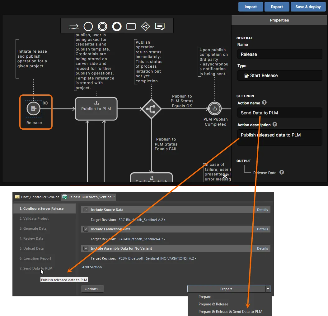 Changed settings for the Start element when used in a workflow to publish to PLM through the Project Releaser.