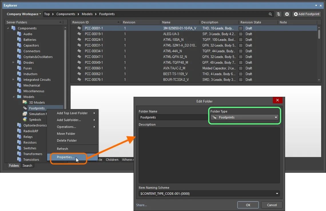 Specifying the folder type - its intended use - gives a visual indication of the content of that folder when browsing the server. Specifying the folder type - its intended use - gives a visual indication of the content of that folder when browsing the server.