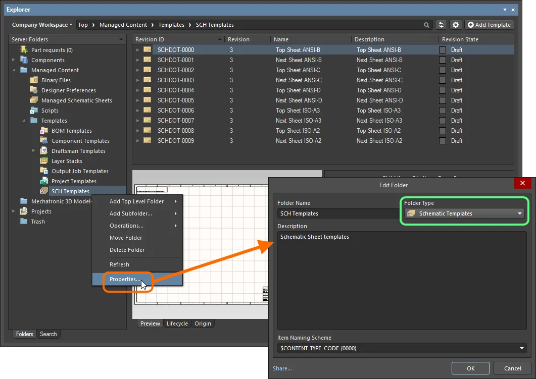 Specifying the folder type - its intended use - gives a visual indication of the content of that folder when browsing the server.