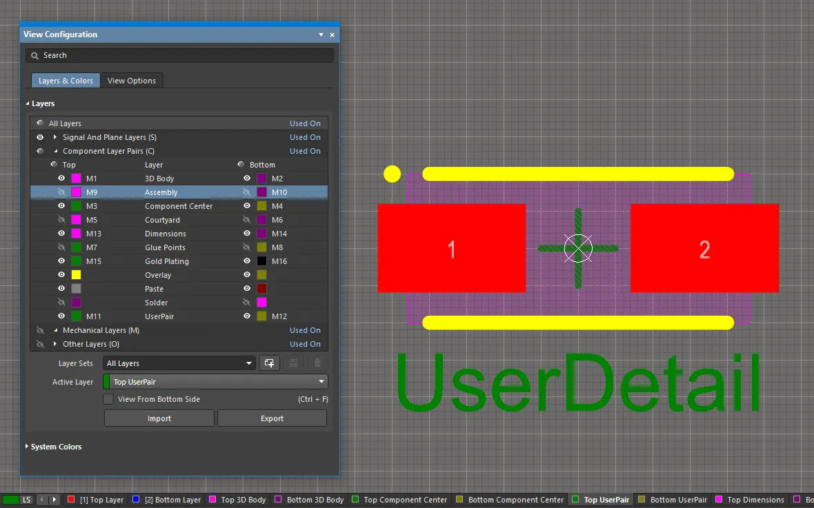 User layers with a Layer Type assigned are automatically created or mapped when the component is placed onto a board. Hover the cursor over to show the component on the board. User layers with a Layer Type assigned are automatically created or mapped when the component is placed onto a board. Hover the cursor over to show the component on the board.