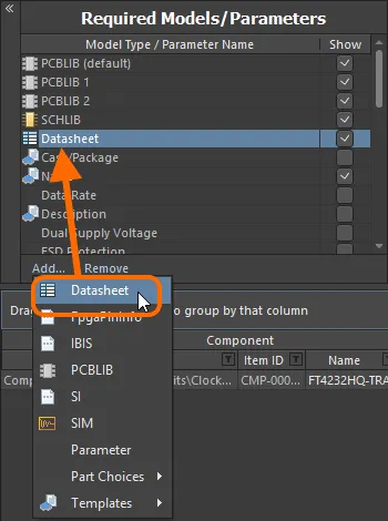 Enable the use of datasheets for components.