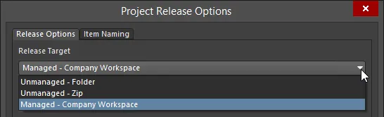 Switch release target – where the generated data is to be sent – as part of the release options for the project.