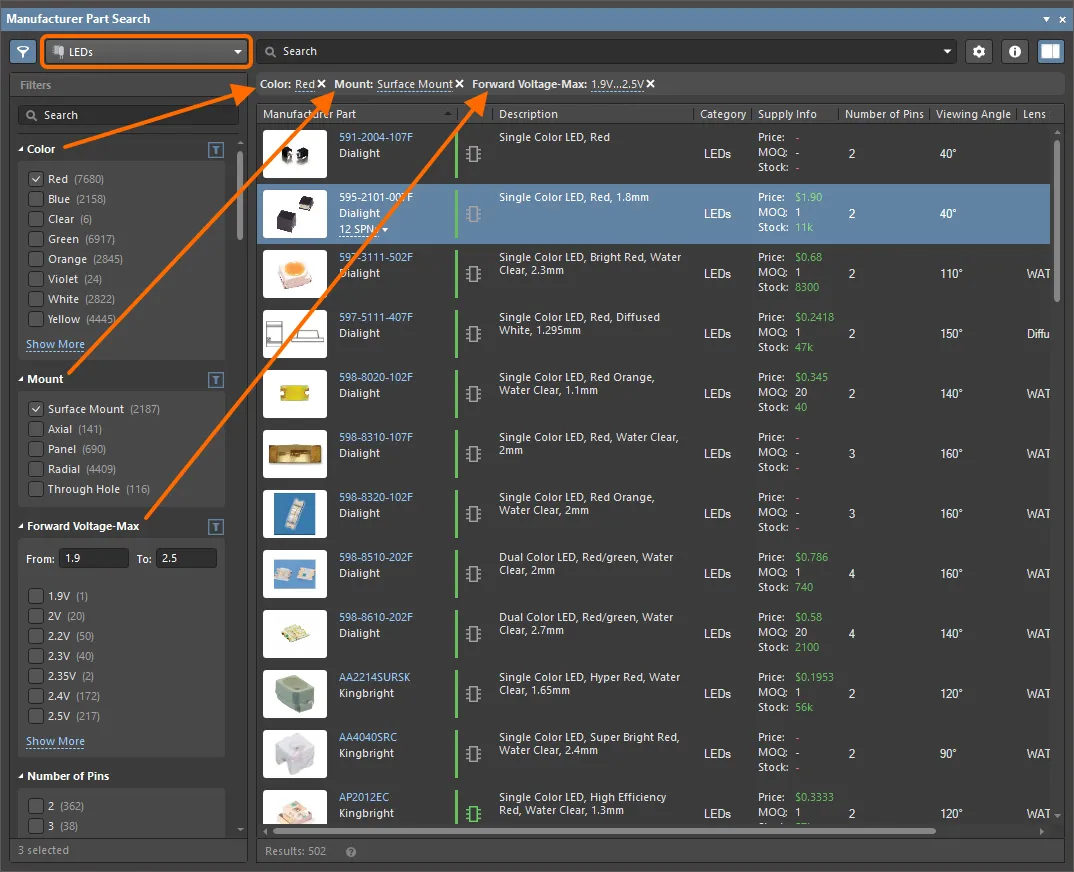 Use the provided categories and filters to quickly refine the component list. Use the provided categories and filters to quickly refine the component list.