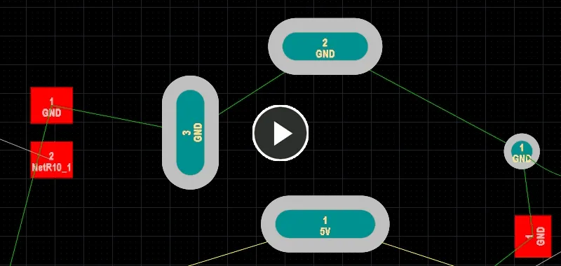 Note how the GND connection lines jump around as the resistor is moved, automatically being rearranged to keep the shortest overall connection length.