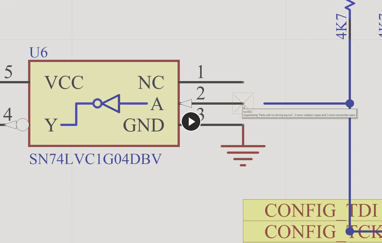 Using the right-click context menu to place a specific No ERC directive.