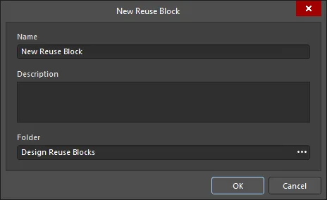 The New Reuse Block dialog